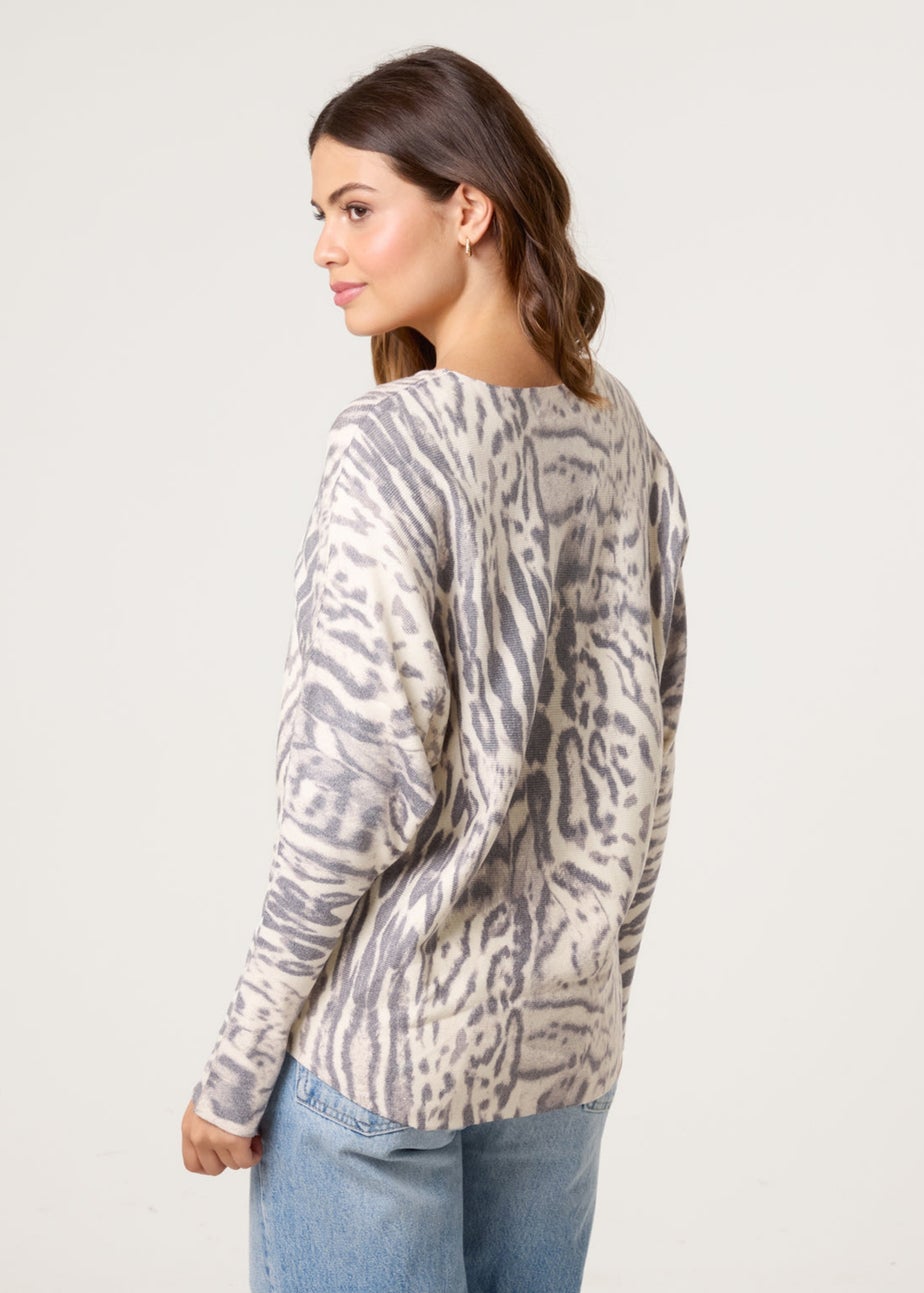 Blue Vanilla Stone Leopard Print Jumper