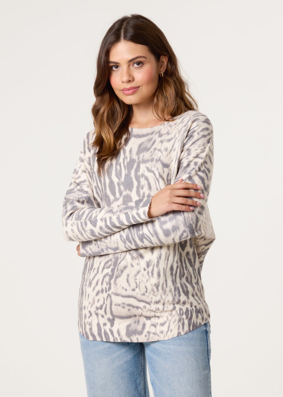 Blue Vanilla Stone Leopard Print Jumper