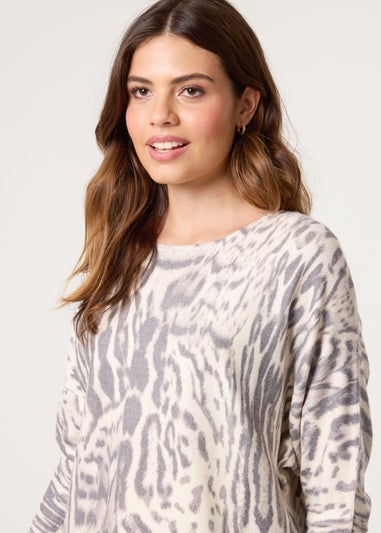 Blue Vanilla Stone Leopard Print Jumper