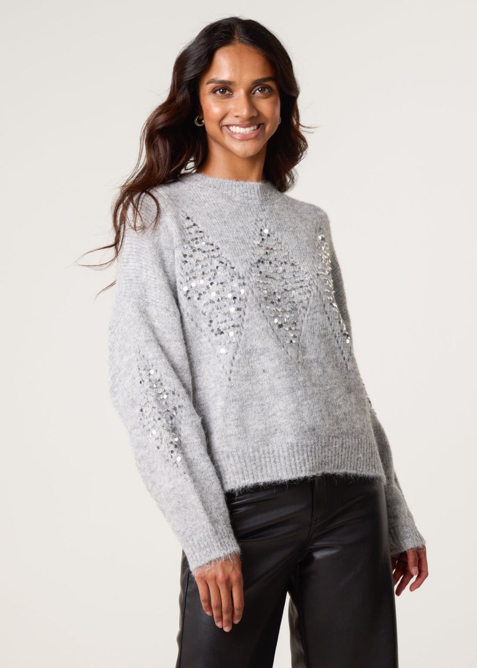 Blue Vanilla Grey Diamond Sequin Jumper