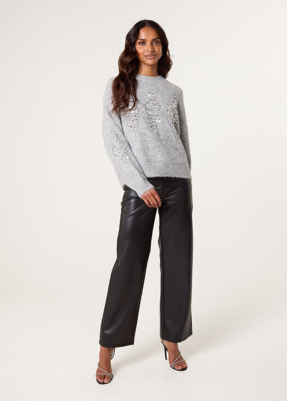 Blue Vanilla Grey Diamond Sequin Jumper