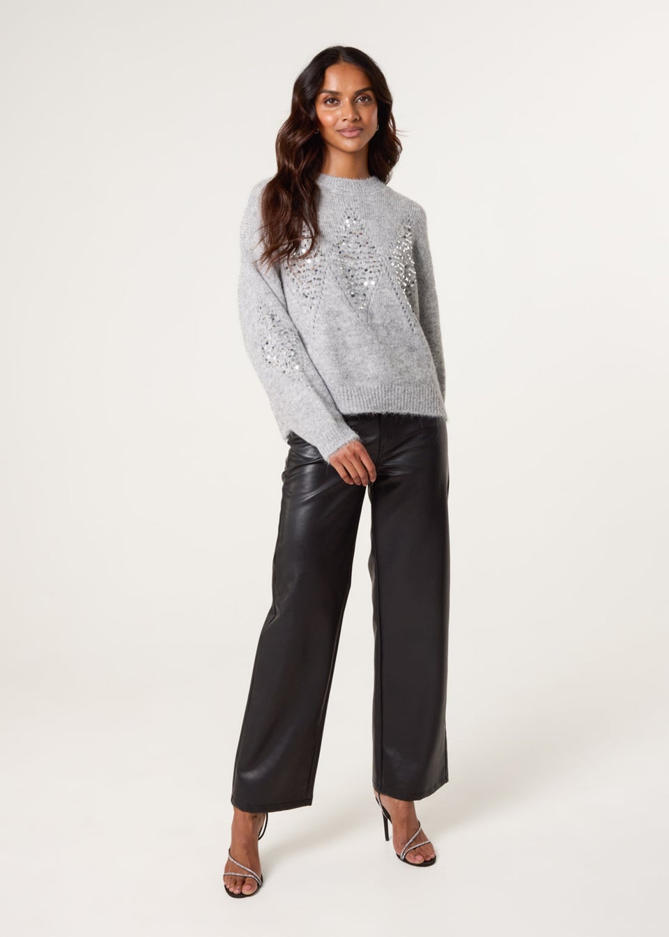 Blue Vanilla Grey Diamond Sequin Jumper