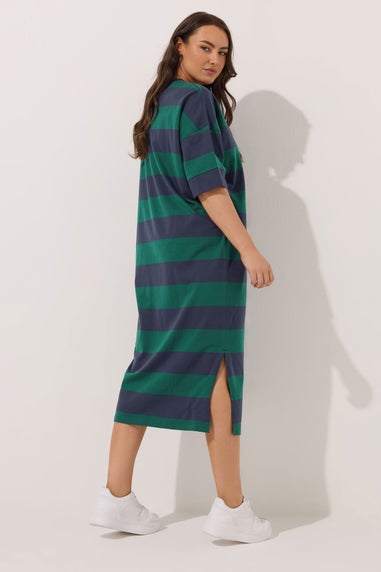Yours Curve Green Stripe Heavyweight Throw On Dress