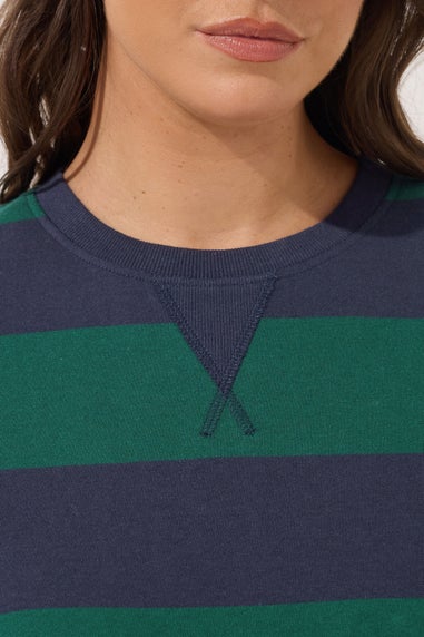 Yours Curve Green Stripe Heavyweight Throw On Dress