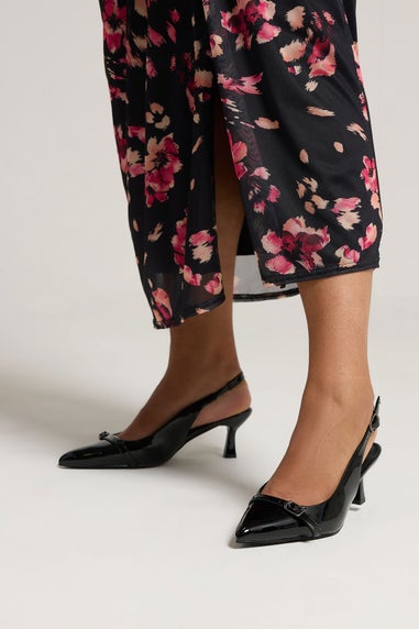 Yours Black Buckle Slingback Court Shoes In Extra Wide EEE Fit