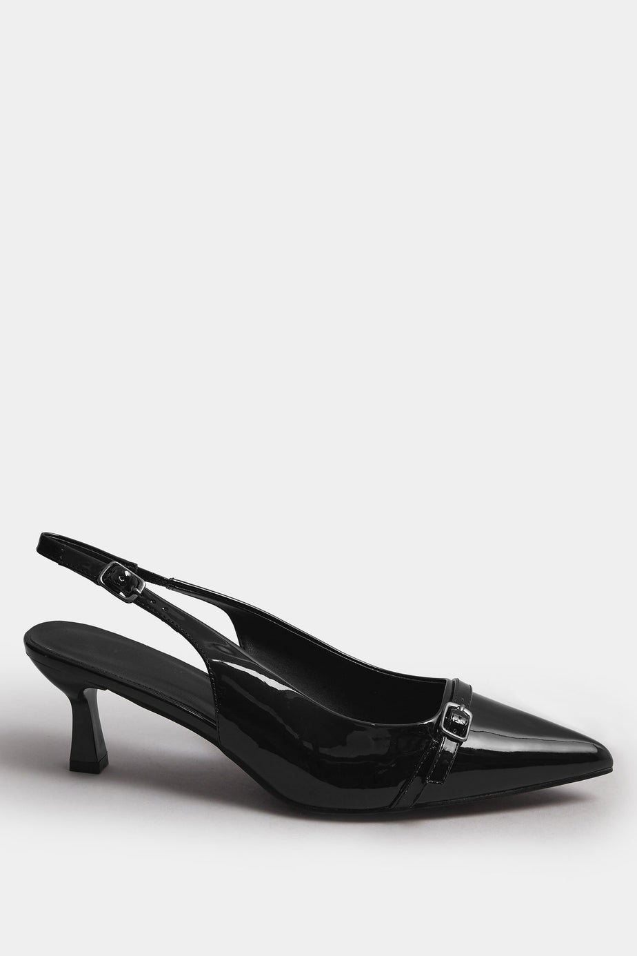 Yours Black Buckle Slingback Court Shoes In Extra Wide EEE Fit