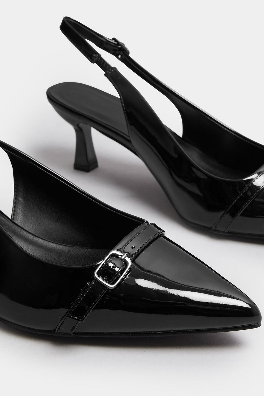 Yours Black Buckle Slingback Court Shoes In Extra Wide EEE Fit