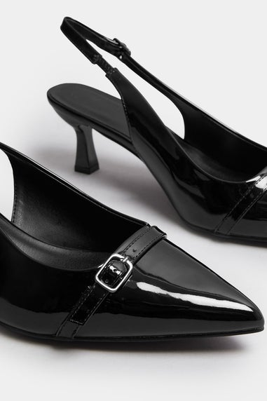 Yours Black Buckle Slingback Court Shoes In Extra Wide EEE Fit