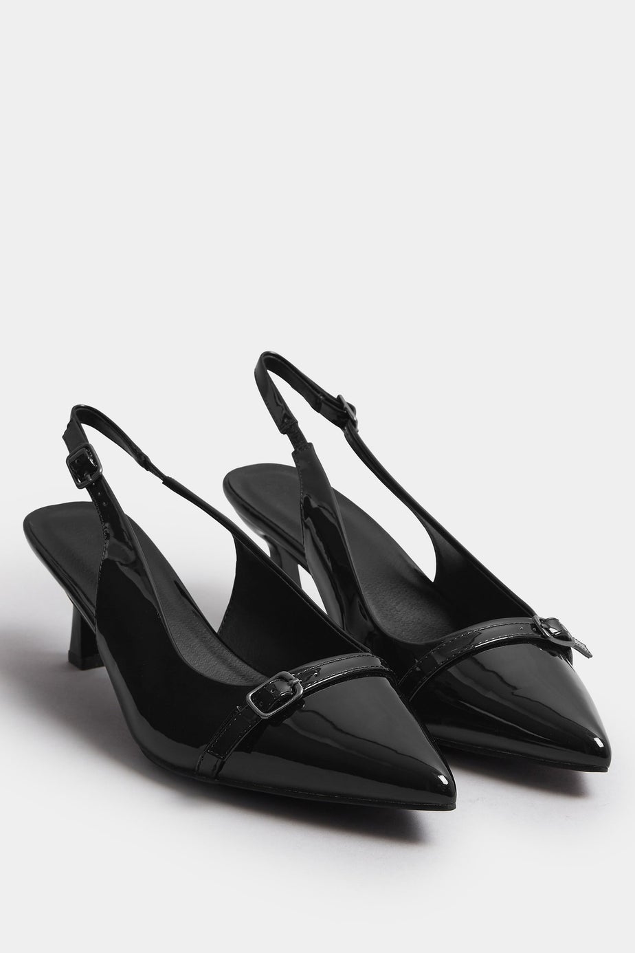 Yours Black Buckle Slingback Court Shoes In Extra Wide EEE Fit