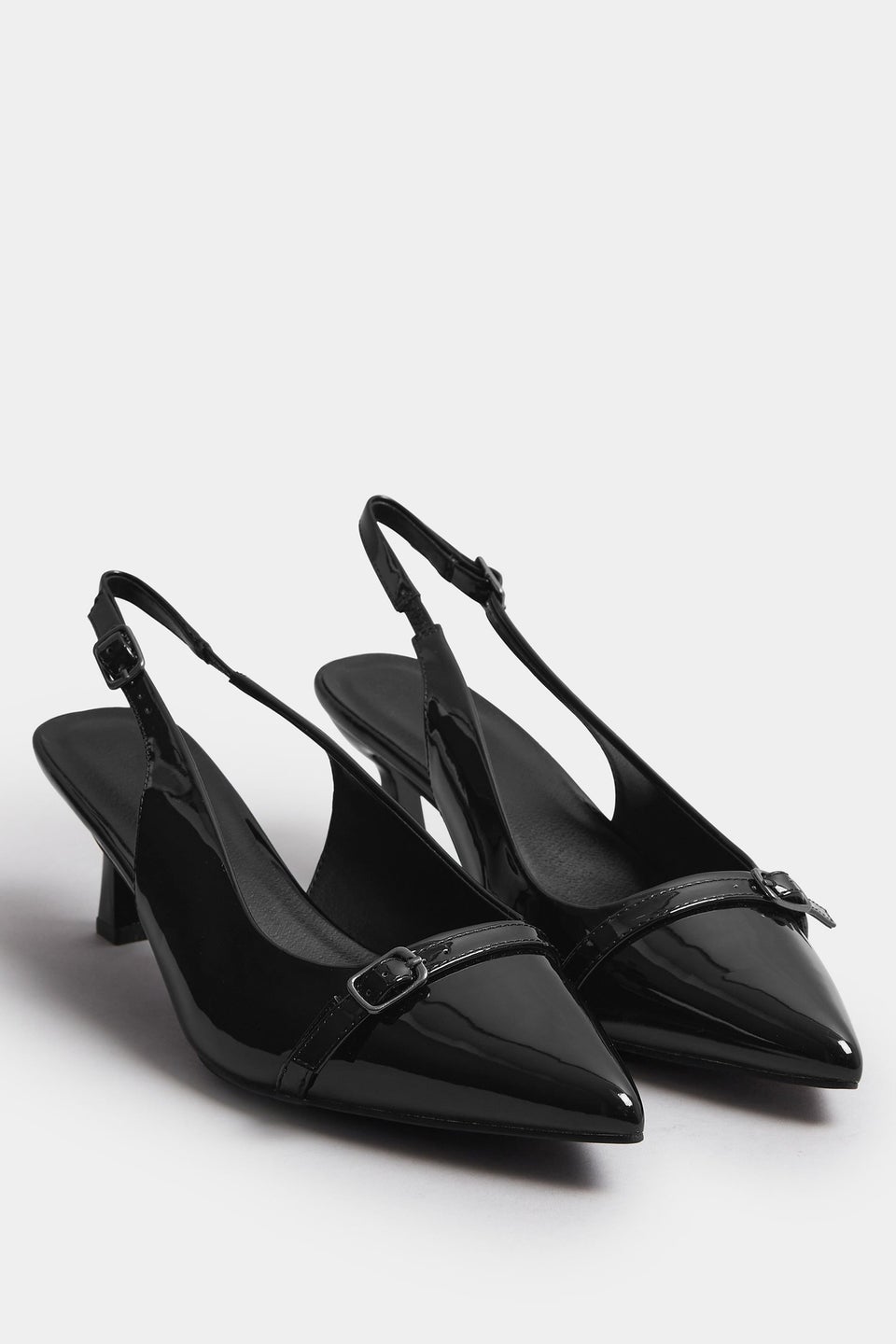 Yours Black Buckle Slingback Court Shoes In Extra Wide EEE Fit