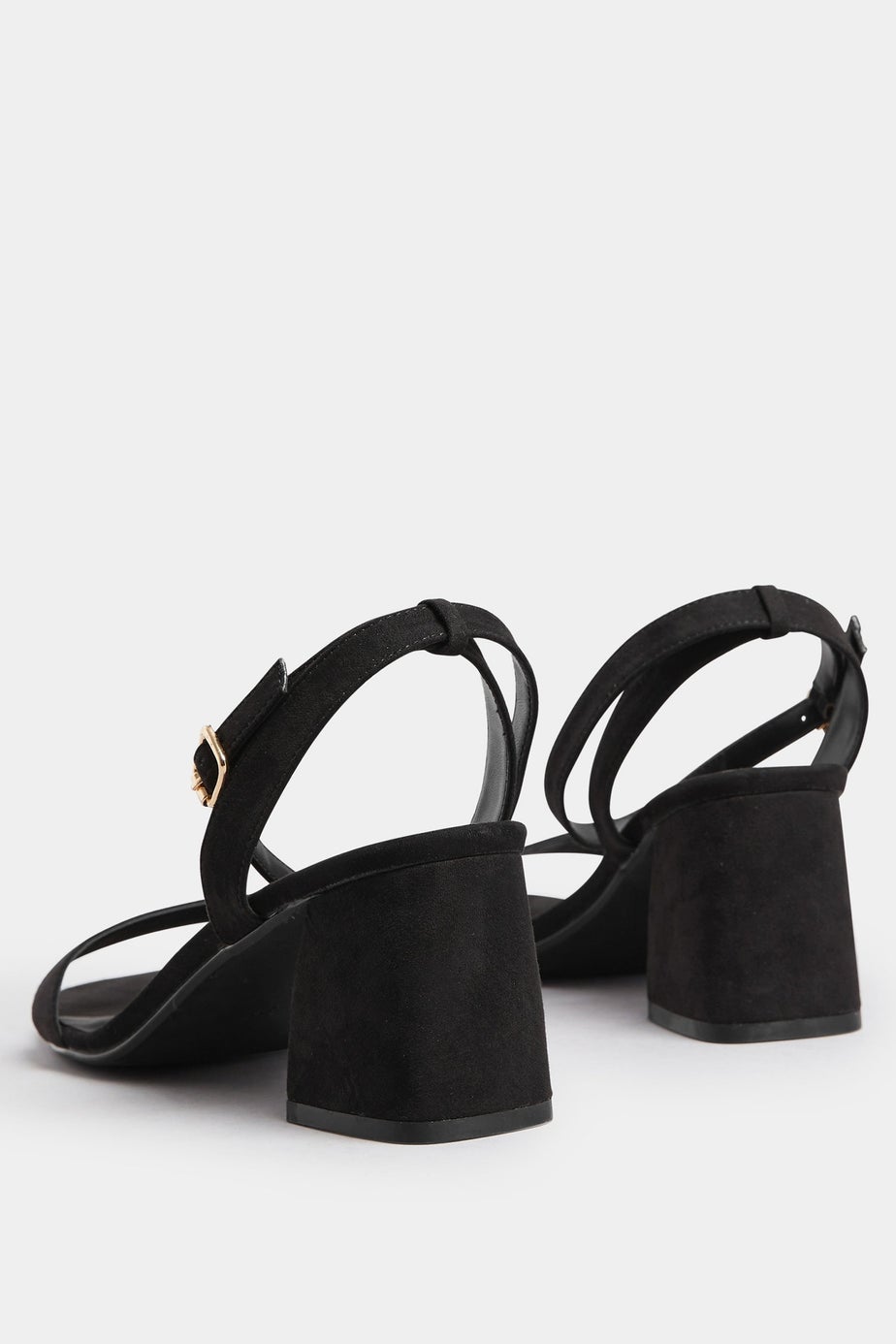 Yours Black Faux Suede Block Heel Sandals In Extra Wide EEE Fit