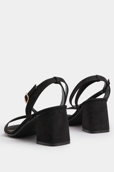 Yours Black Faux Suede Block Heel Sandals In Extra Wide EEE Fit