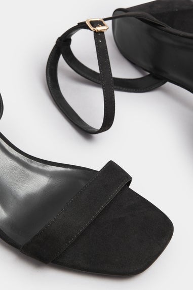 Yours Black Faux Suede Block Heel Sandals In Extra Wide EEE Fit