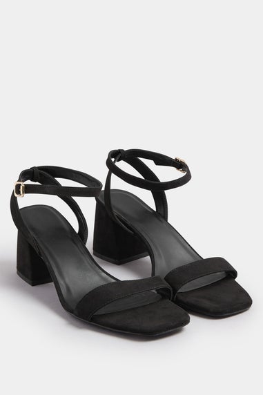 Yours Black Faux Suede Block Heel Sandals In Extra Wide EEE Fit