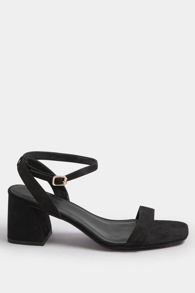 Yours Black Faux Suede Block Heel Sandals In Extra Wide EEE Fit