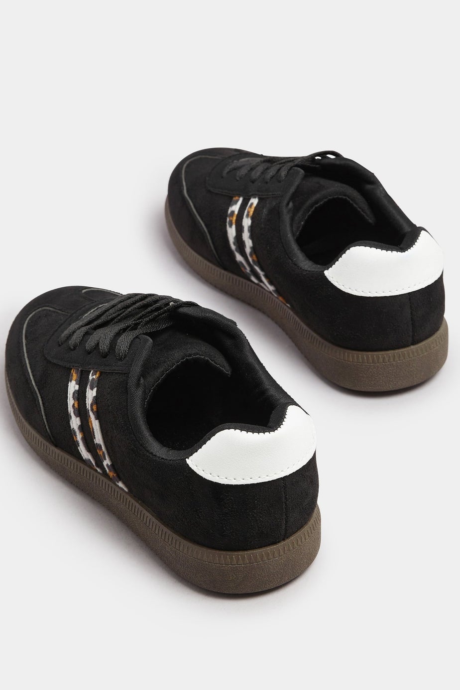 Yours Black Retro Leopard Stripe Trainers In Extra Wide EEE Fit