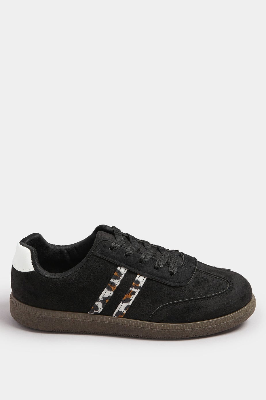 Yours Black Retro Leopard Stripe Trainers In Extra Wide EEE Fit