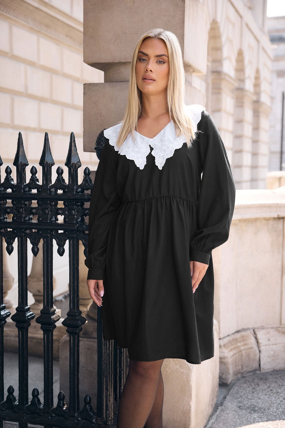 Yours Curve Black Statement Collar Mini Dress