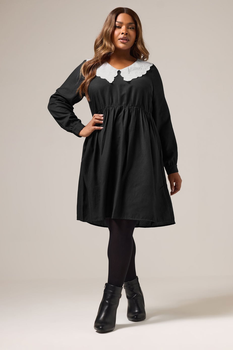 Yours Curve Black Statement Collar Mini Dress