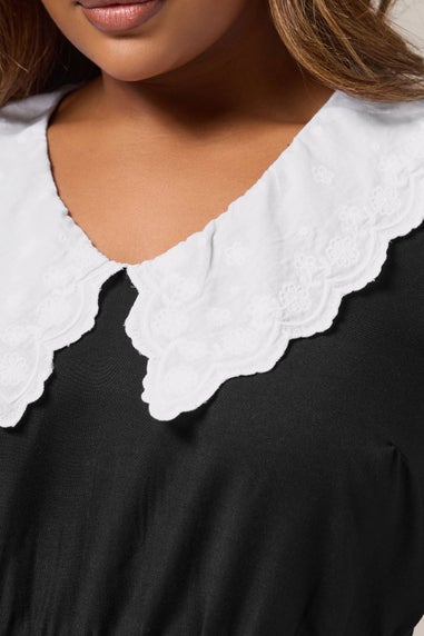 Yours Curve Black Statement Collar Mini Dress