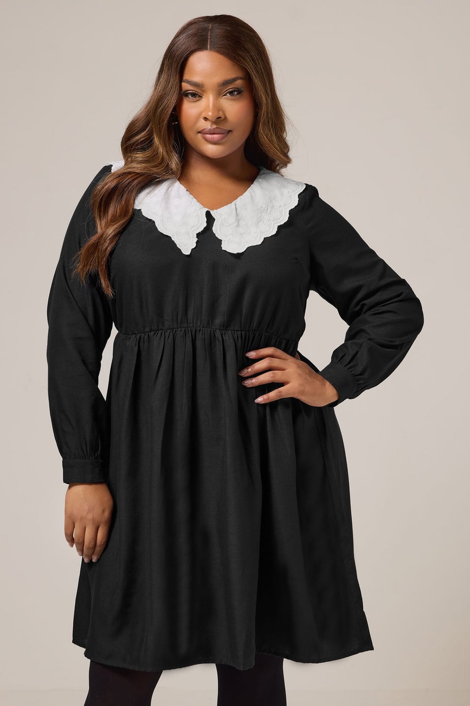 Yours Curve Black Statement Collar Mini Dress