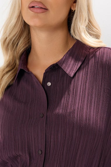 Yours Curve Burgundy Red Textured Shirt Dress