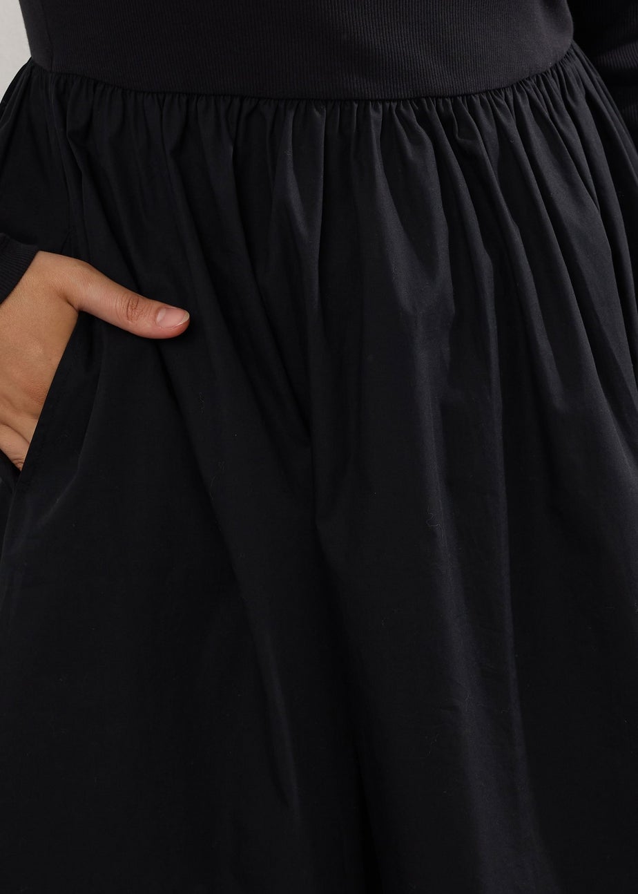 Yours Curve Black Mixed Rib Midaxi Dress