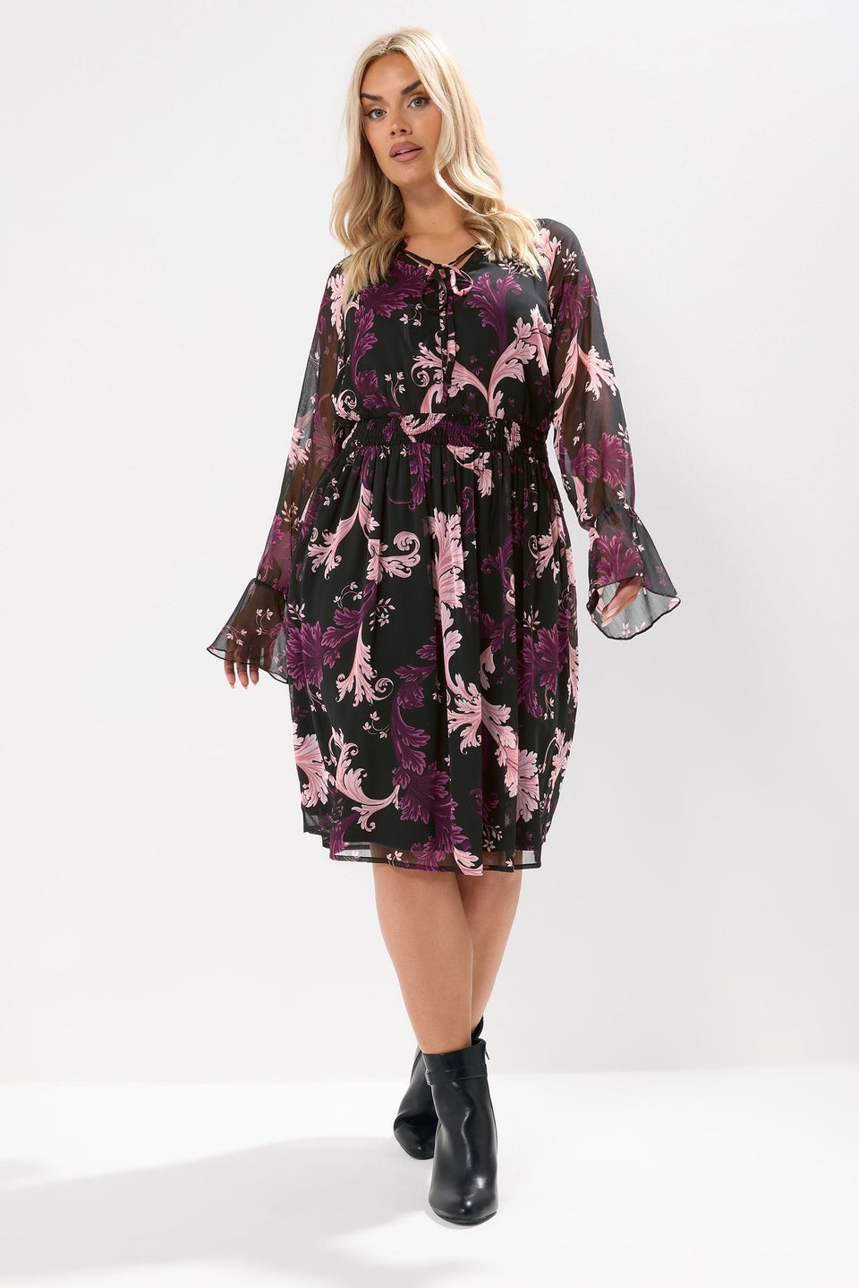 Yours Curve Black Paisley Print Midi Dress