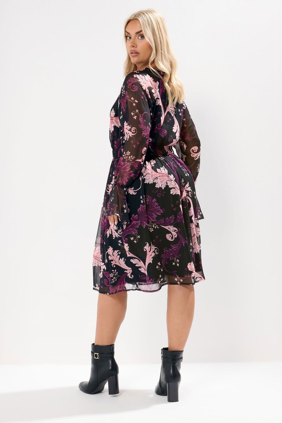 Yours Curve Black Paisley Print Midi Dress