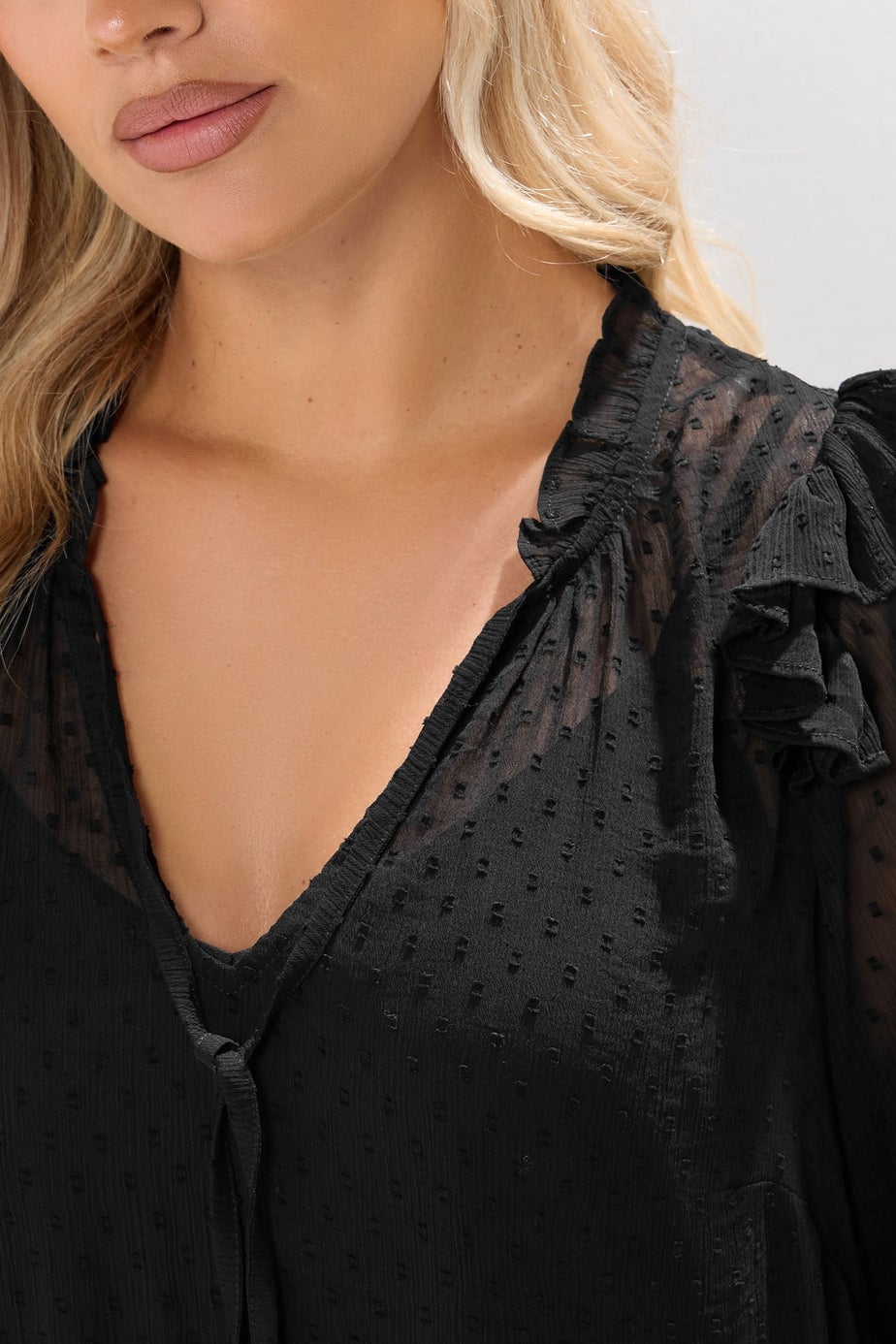 Yours Curve Black Dobby Smock Dress