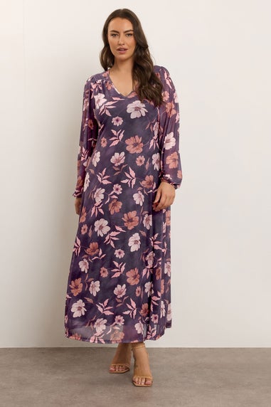 Yours Curve Purple Floral Maxi Dress