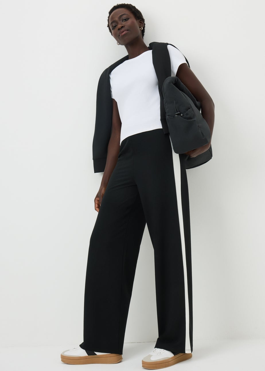Black Side Stripe Wide Leg Trousers