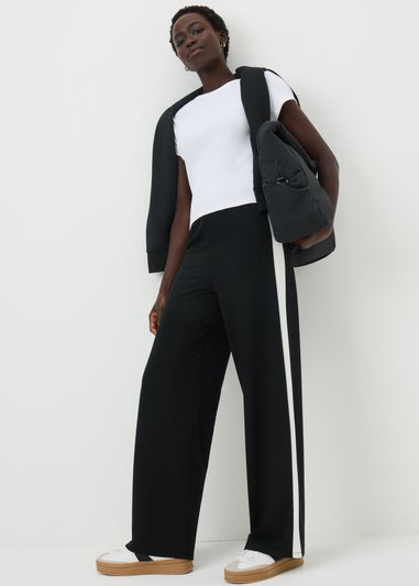 Black Side Stripe Wide Leg Trousers