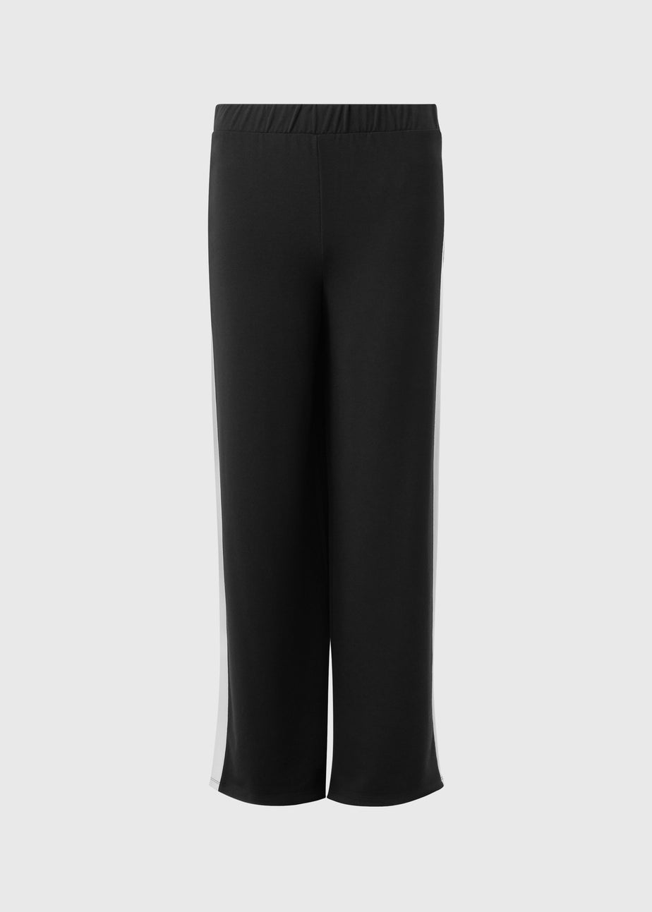 Black Side Stripe Wide Leg Trousers
