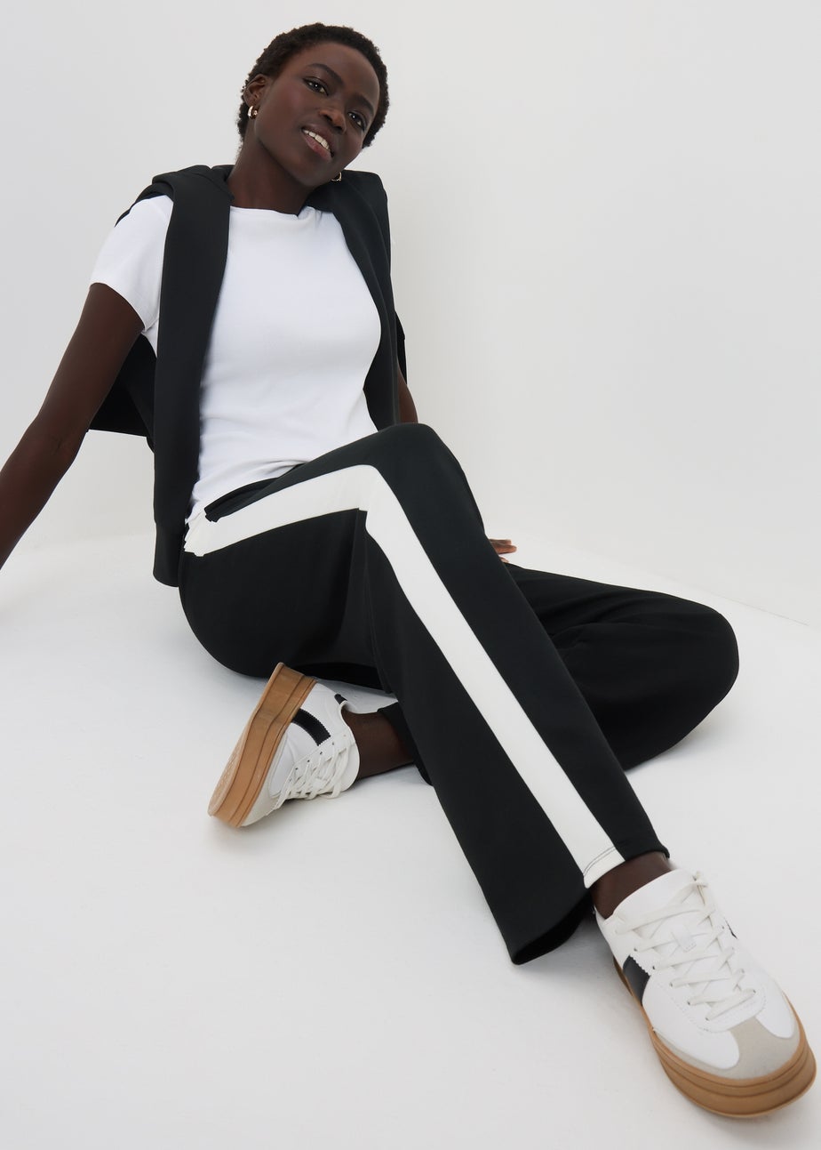 Black Side Stripe Wide Leg Trousers