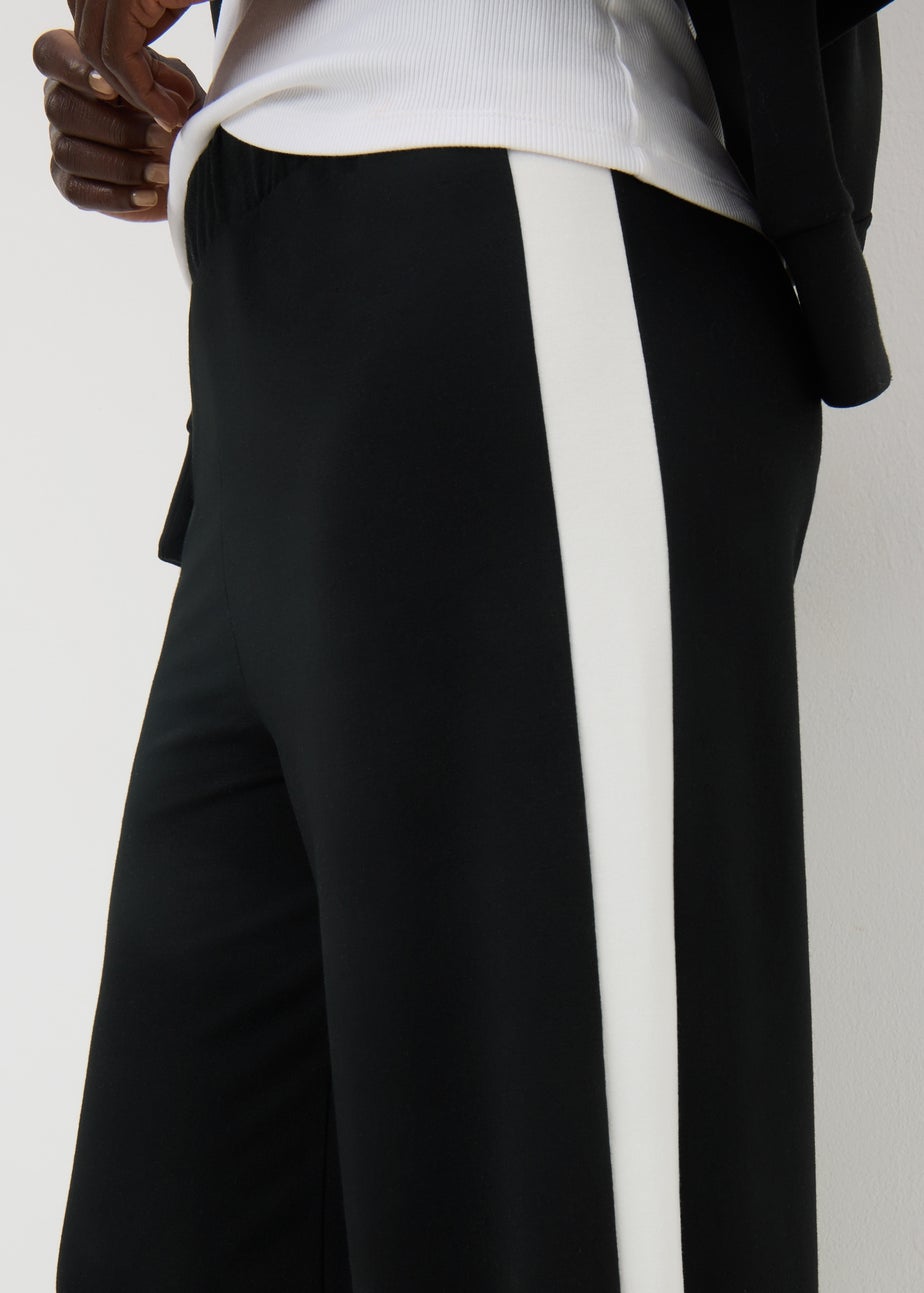 Black Side Stripe Wide Leg Trousers