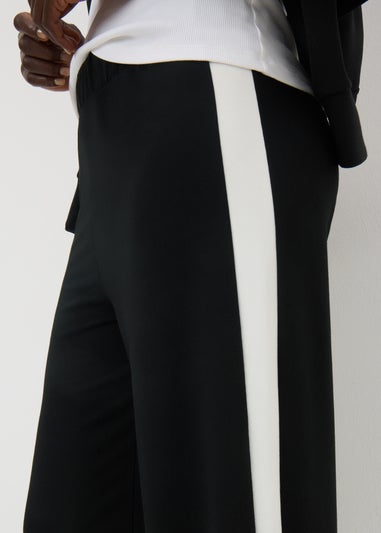 Black Side Stripe Wide Leg Trousers