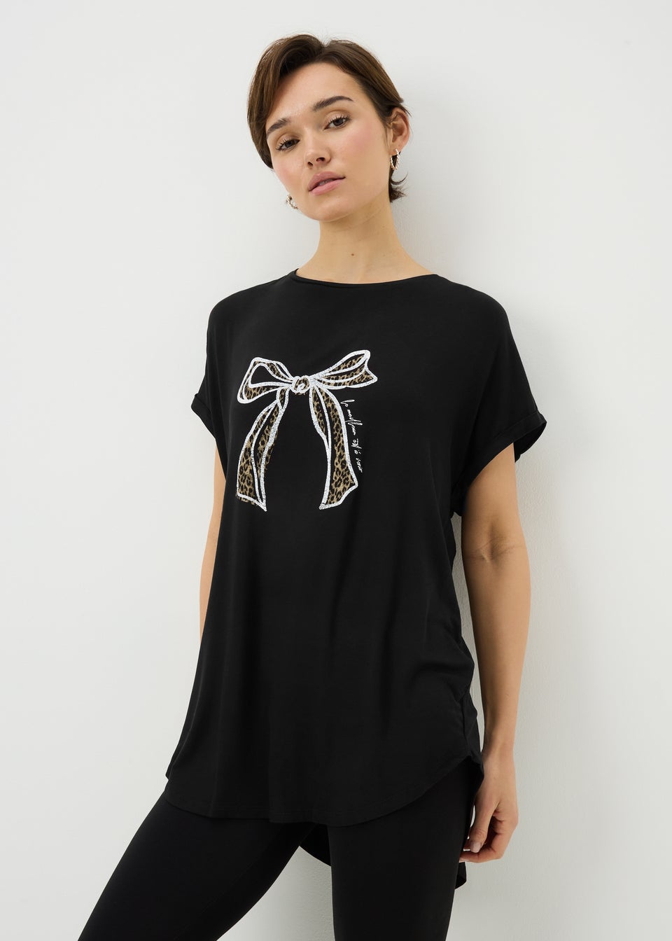 Black Bow Longline T-Shirt