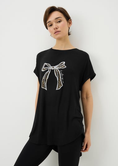 Black Bow Longline T-Shirt