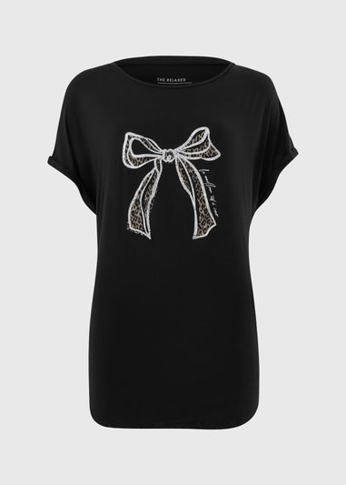 Black Bow Longline T-Shirt