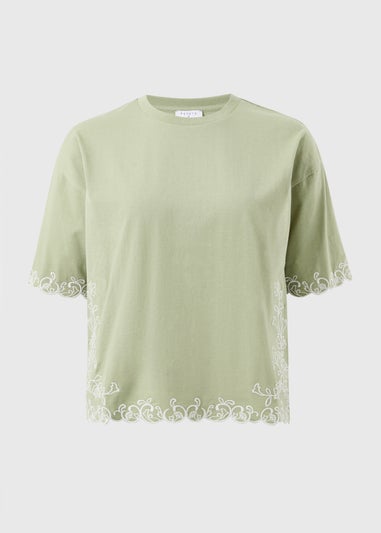 Sage Green Embroidered Boxy T-Shirt