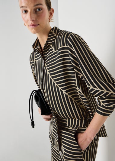 Et Vous Camel Stripe Satin Co Ord Shirt