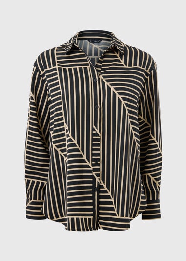 Et Vous Camel Stripe Satin Co Ord Shirt