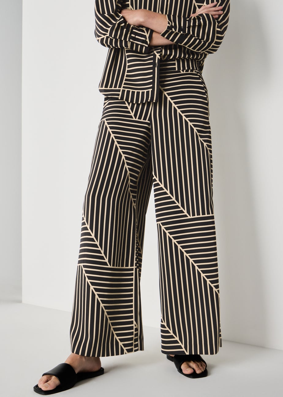 Et Vous Camel Stripe Satin Wide Leg Co Ord Trousers