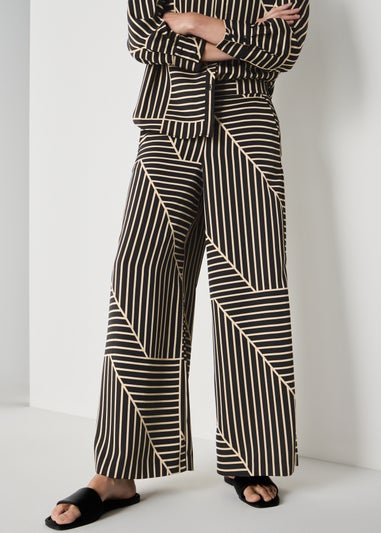 Et Vous Camel Stripe Satin Wide Leg Co Ord Trousers