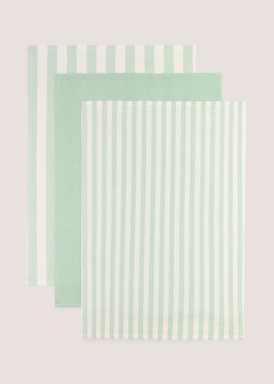 3 Pack Green Striped Tea Towels