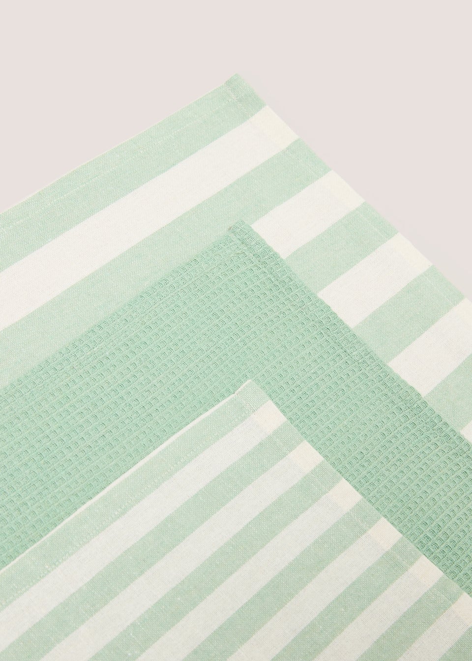 3 Pack Green Striped Tea Towels