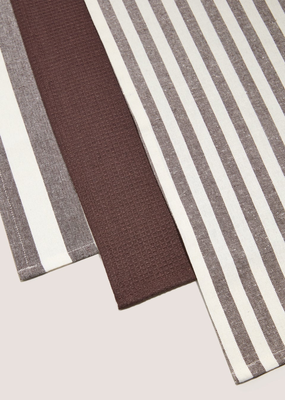 3 Pack Brown Striped Tea Towels