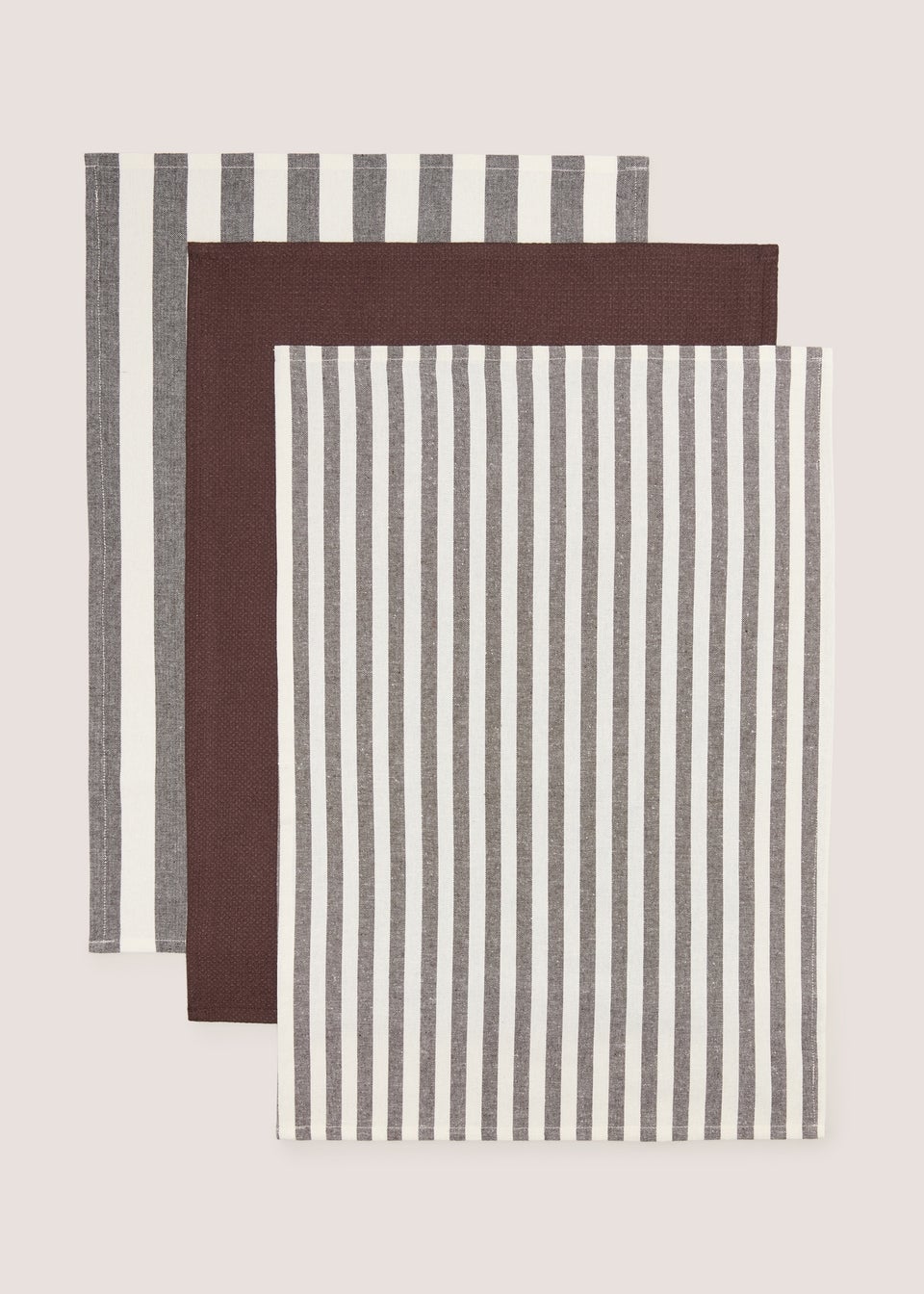 3 Pack Brown Striped Tea Towels