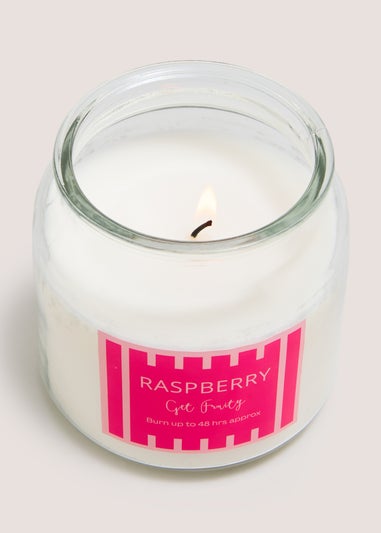 Raspberry Stripe Candle Jar